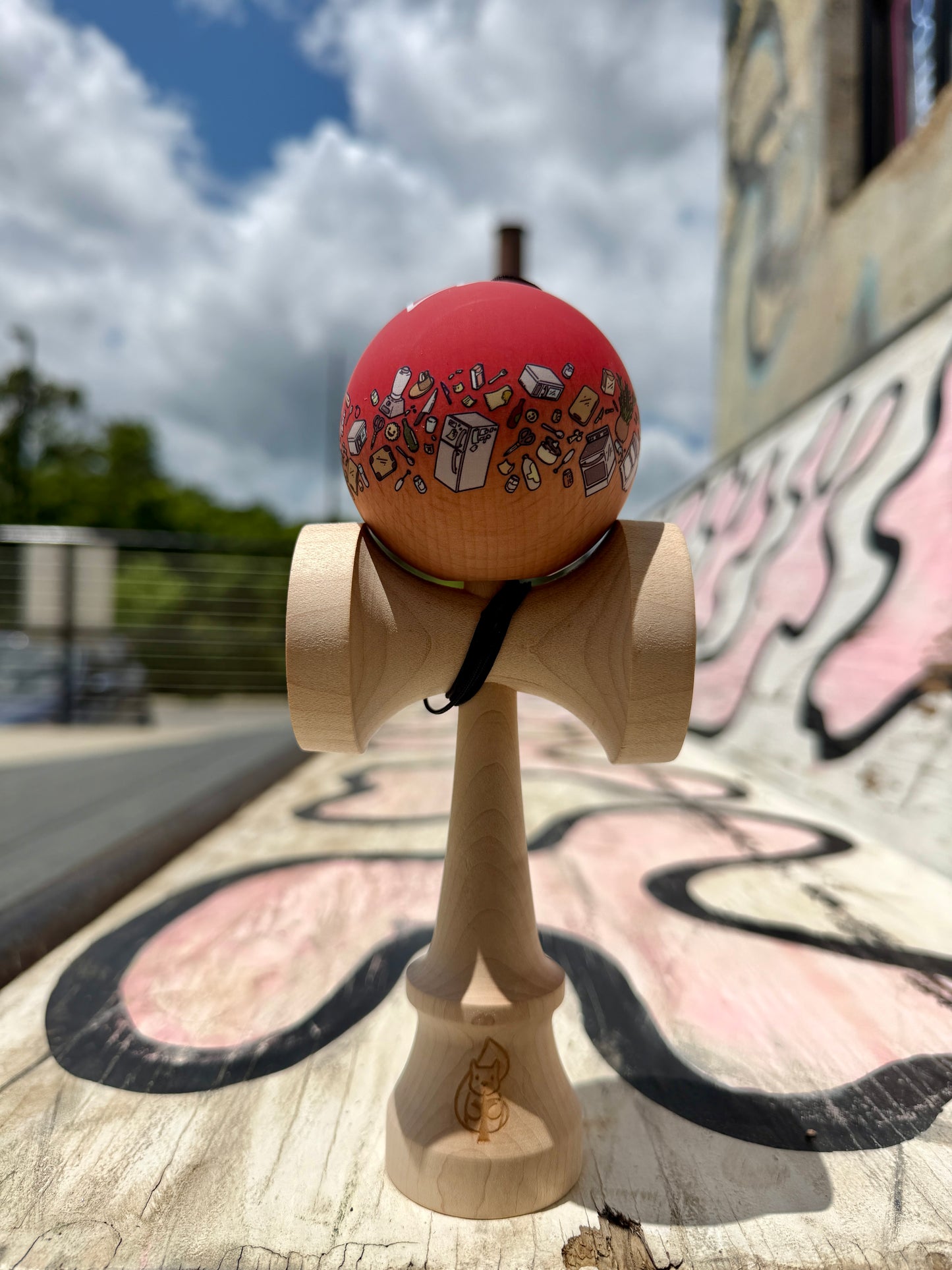 ErraticSquirrel Kendama - Red Full Set up